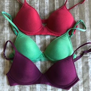 Three Victoria’s Secret wireless t-shirt bras